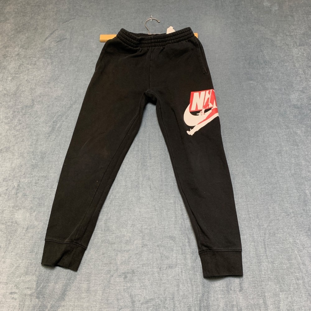 Nike Jordan Sweatpants Boys Medium Black Elastic Waist Tapered Leg Fleece Lined